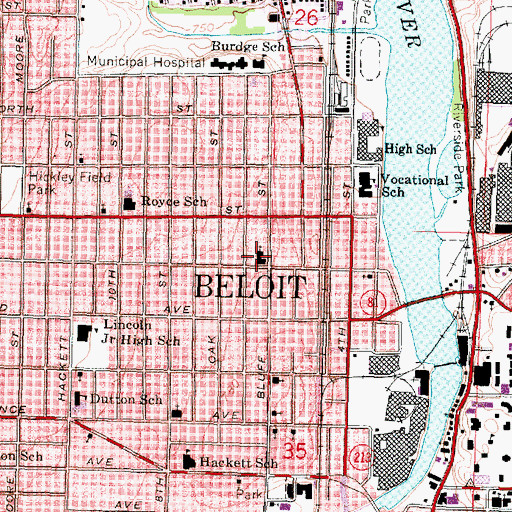 Topographic Map of Saint Johns Lutheran School, WI