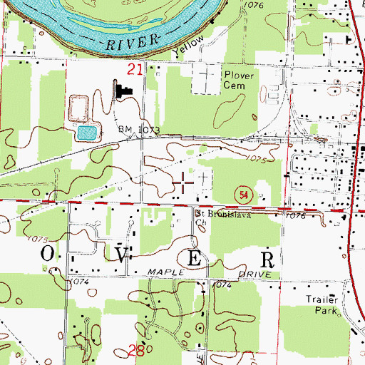 Topographic Map of Saint Bronislava Elementary School, WI