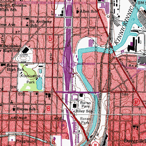 Topographic Map of Inland Seas School of Expeditionary Learning, WI