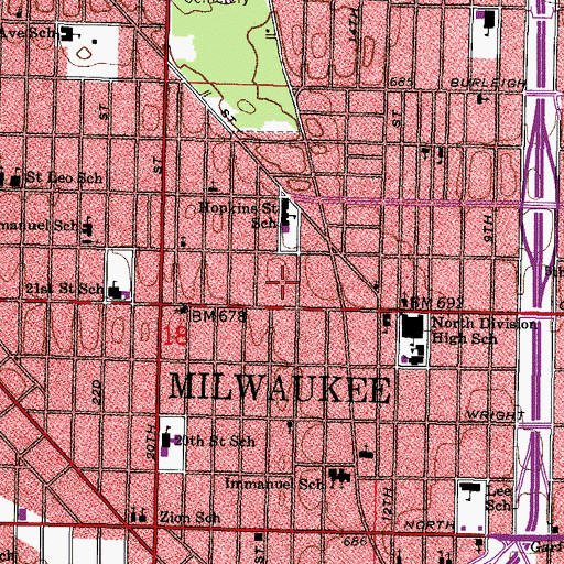Topographic Map of Academy of Learning and Leadership, WI