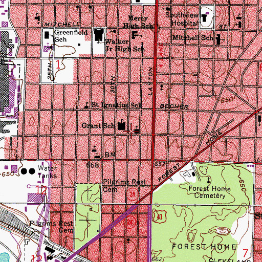 Topographic Map of Lad Lake Synergy School, WI