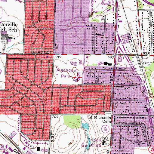 Topographic Map of Algonquin Elementary School, WI