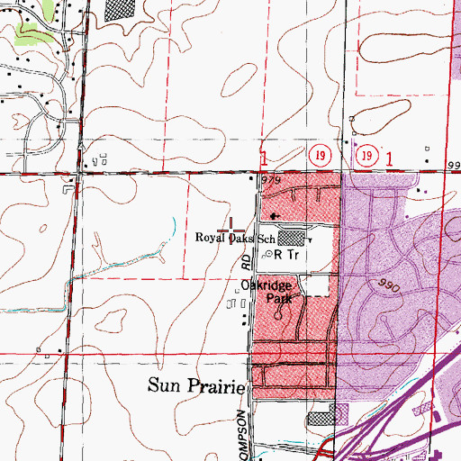 Topographic Map of Prairie View Middle School, WI