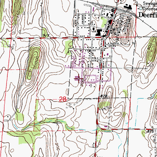 Topographic Map of Deerfield Middle School, WI