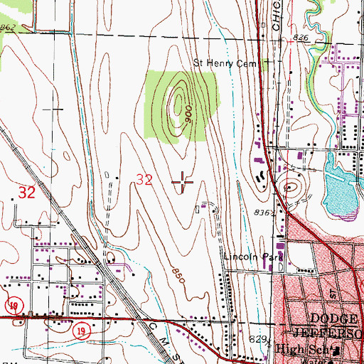 Topographic Map of Watertown High School, WI