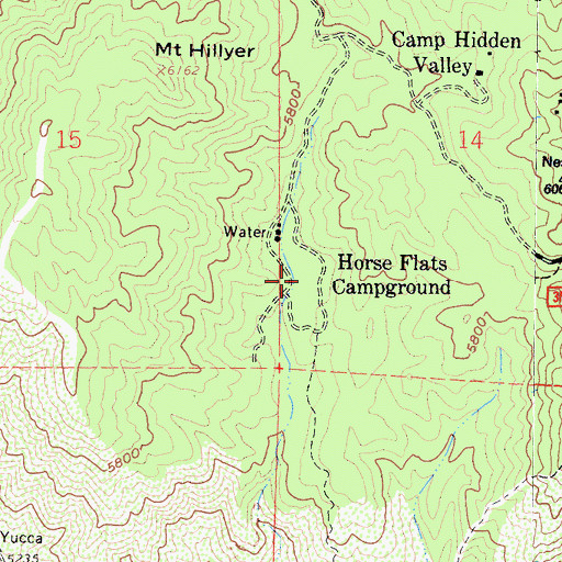 Topographic Map of Horse Flats Campground, CA