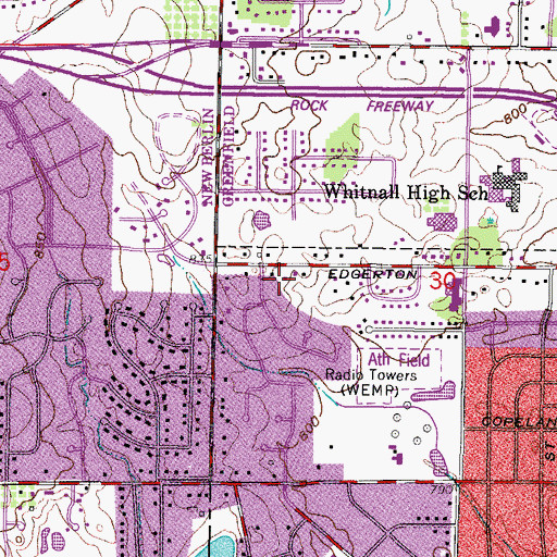 Topographic Map of Messiah Lutheran School, WI