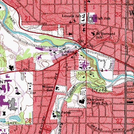 Topographic Map of Carmelite Home For Boys School, WI