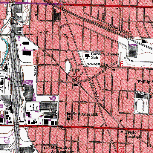 Topographic Map of Garden Homes Lutheran School, WI
