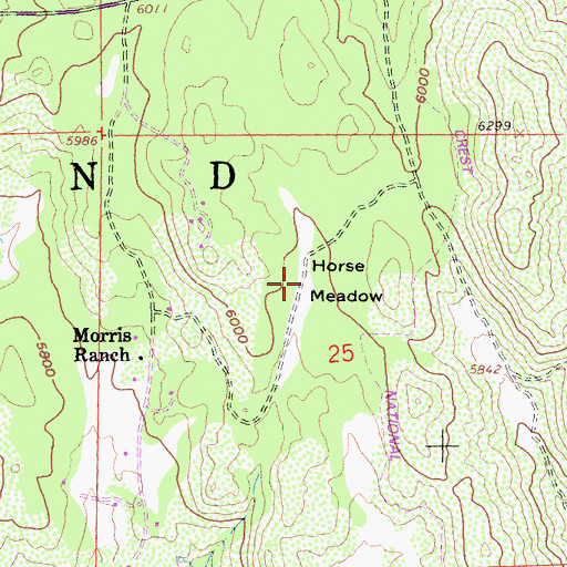 Topographic Map of Horse Meadow, CA