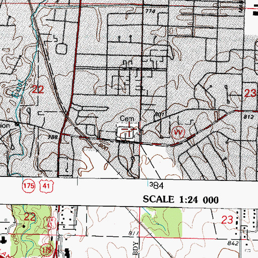 Topographic Map of Luther Memorial School, WI