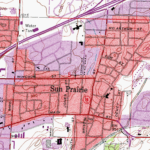 Topographic Map of Peace Lutheran School, WI