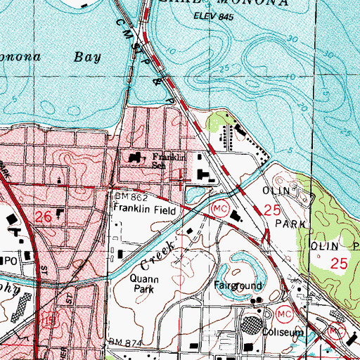 Topographic Map of Woodland Montessori School, WI