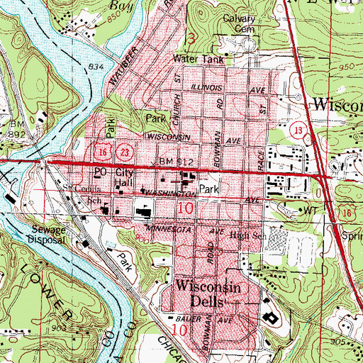 Topographic Map of Trinity Lutheran School, WI