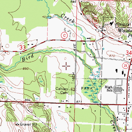Topographic Map of Parkside School, WI
