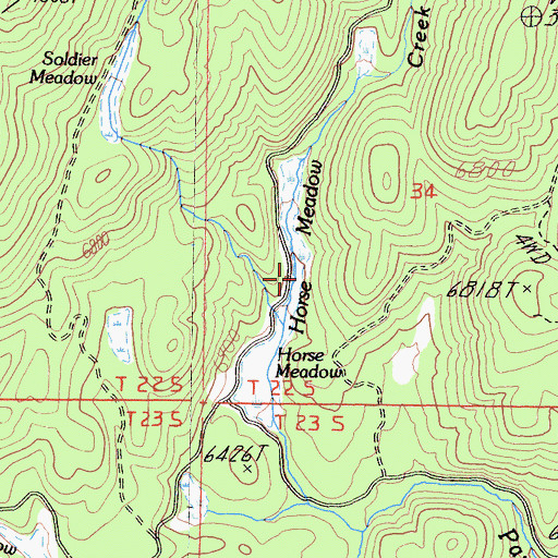 Topographic Map of Horse Meadow, CA