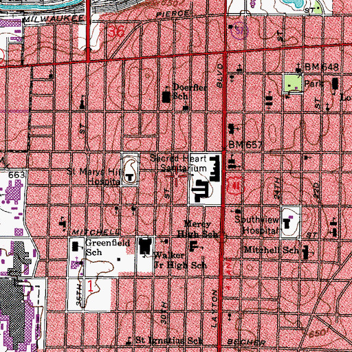 Topographic Map of Nativity Jesuit Middle School, WI