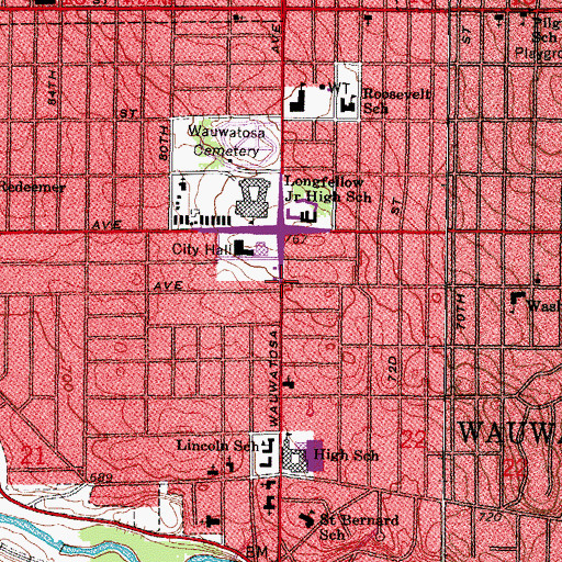 Topographic Map of Mercy Academy, WI