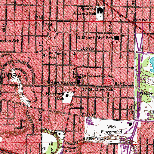 Topographic Map of Saint Coletta Day School of Milwaukee, WI