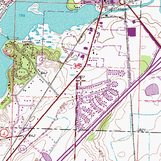 Topographic Map of Mukwonago Baptist Academy, WI