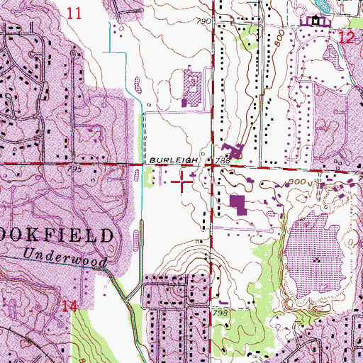 Topographic Map of Brookfield Christian School, WI