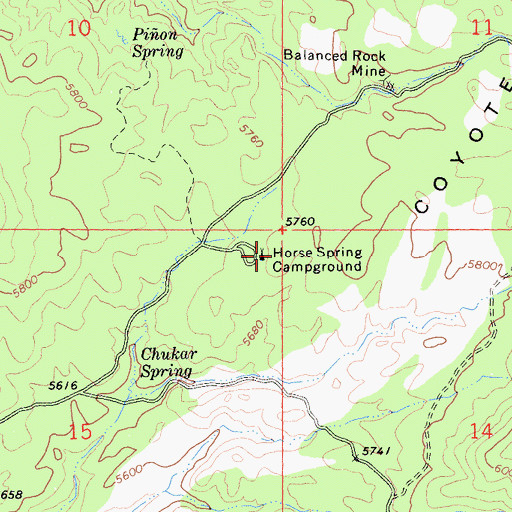 Topographic Map of Horse Spring Campground, CA