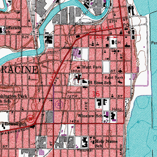 Topographic Map of Walden III High School, WI