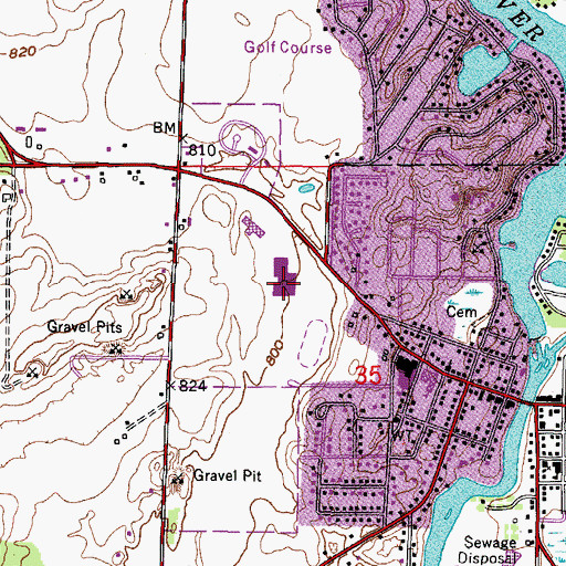 Topographic Map of Evergreen Elementary School, WI