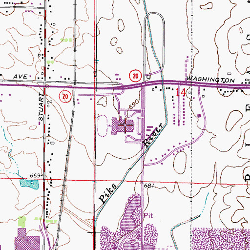Topographic Map of Case High School, WI