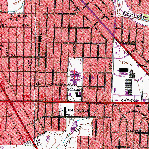 Topographic Map of Dubois High School, WI