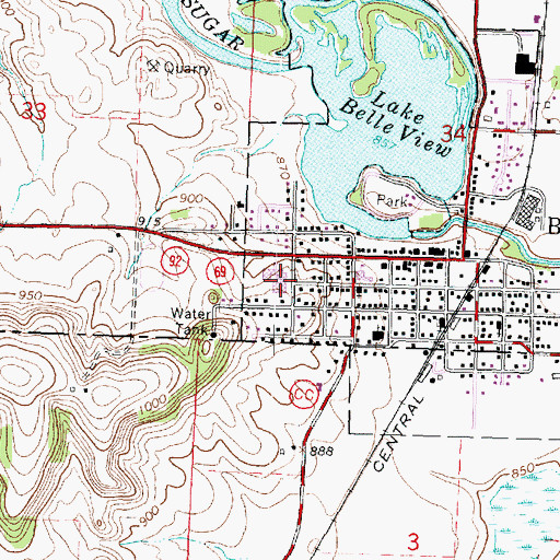 Topographic Map of Belleville Intermediate School, WI