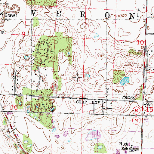 Topographic Map of Country View Elementary School, WI