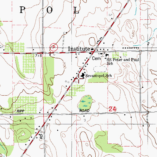 Topographic Map of Sevastopol Elementary School, WI
