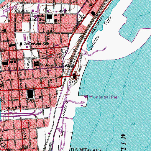 Topographic Map of Dr Brenda Noach Elementary and Secondary School, WI