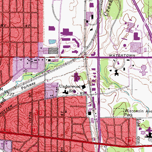 Topographic Map of Bryant and Stratton College - Wauwatosa Campus, WI