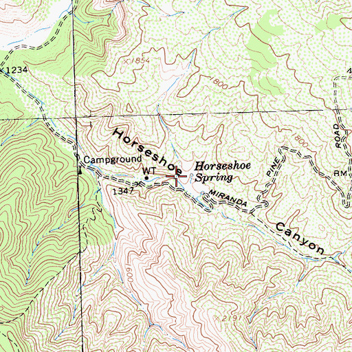 Topographic Map of Horseshoe Spring, CA