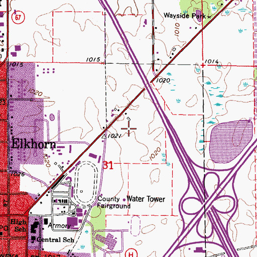 Topographic Map of Elkhorn Area Middle School, WI