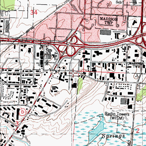 Topographic Map of Madinah Academy of Madison, WI