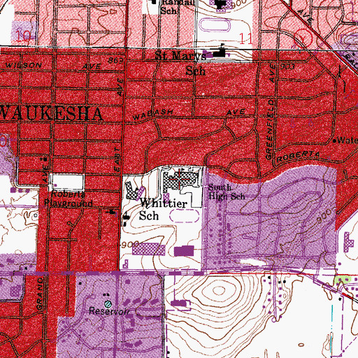 Topographic Map of Waukesha Academy of Health Professions, WI