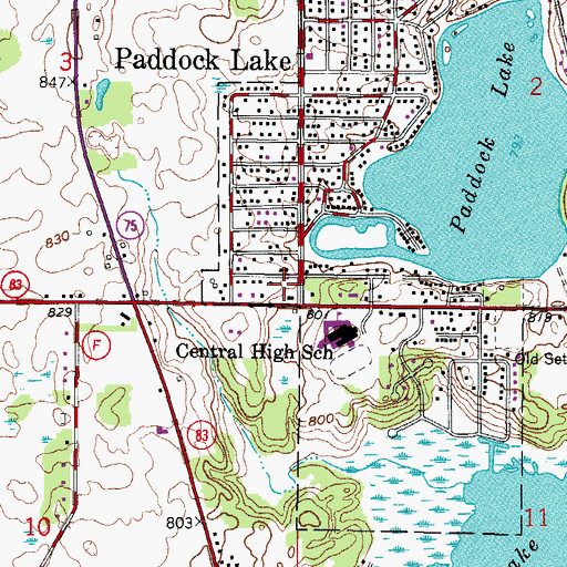 Topographic Map of Westosha Academy, WI