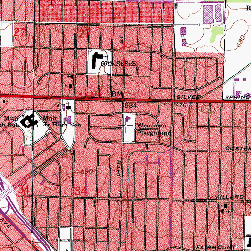 Topographic Map of Browning Elementary School, WI