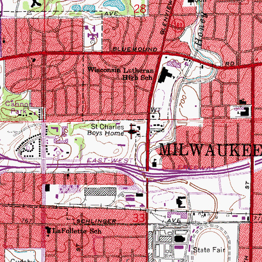 Topographic Map of Saint Charles Intensive Day Treatment School, WI