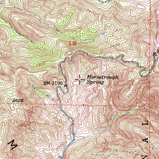 Topographic Map of Horsetrough Spring, CA