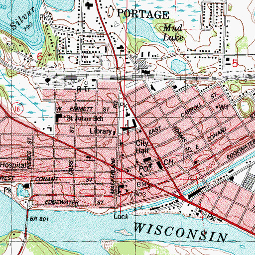 Topographic Map of Rusch Elementary School, WI