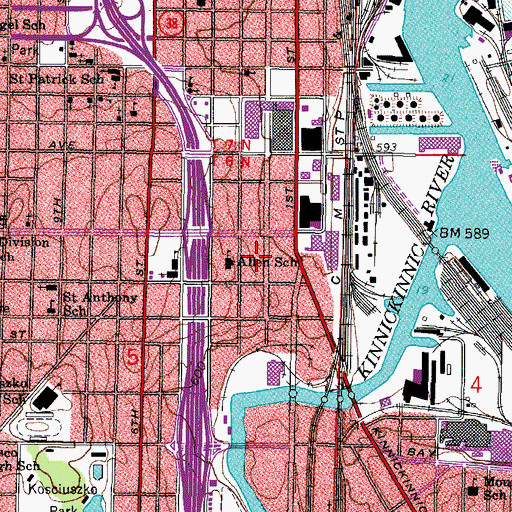 Topographic Map of La Causa Charter School, WI