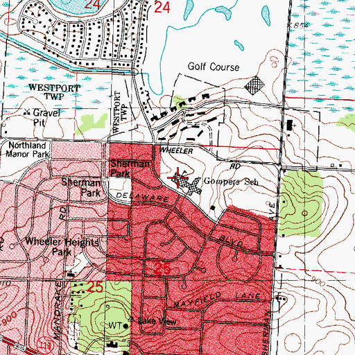 Topographic Map of Black Hawk Middle School, WI