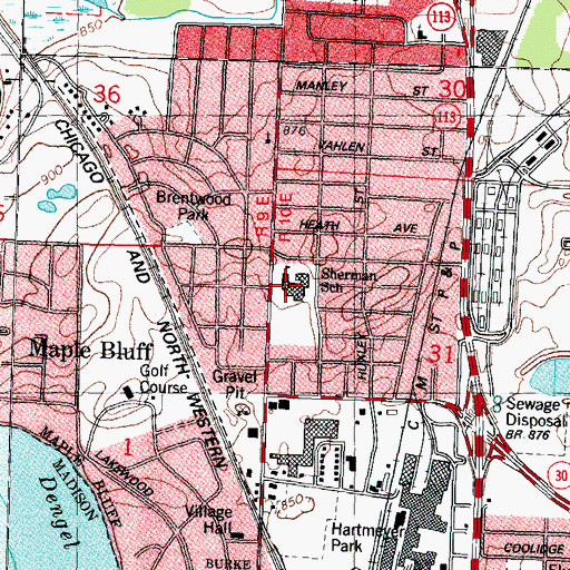 Topographic Map of Shabazz City High School, WI