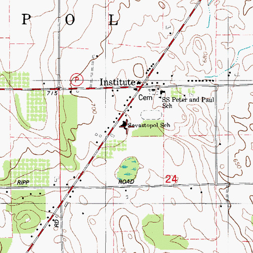 Topographic Map of Sevastopol Junior High School, WI