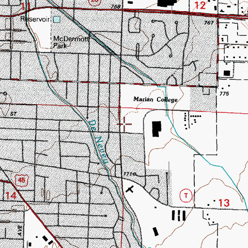 Topographic Map of Marian University, WI