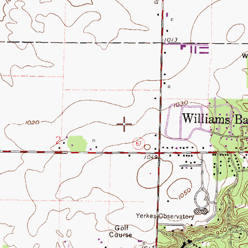 Topographic Map of Williams Bay High School, WI